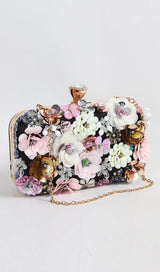 BLACK FLORAL EMBROIDERY CLUTCH