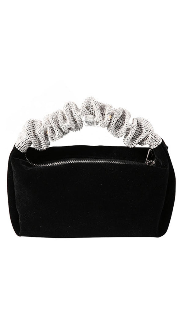 AIIZIE BLACK VELVET CRYSTAL HANDBAG - product image