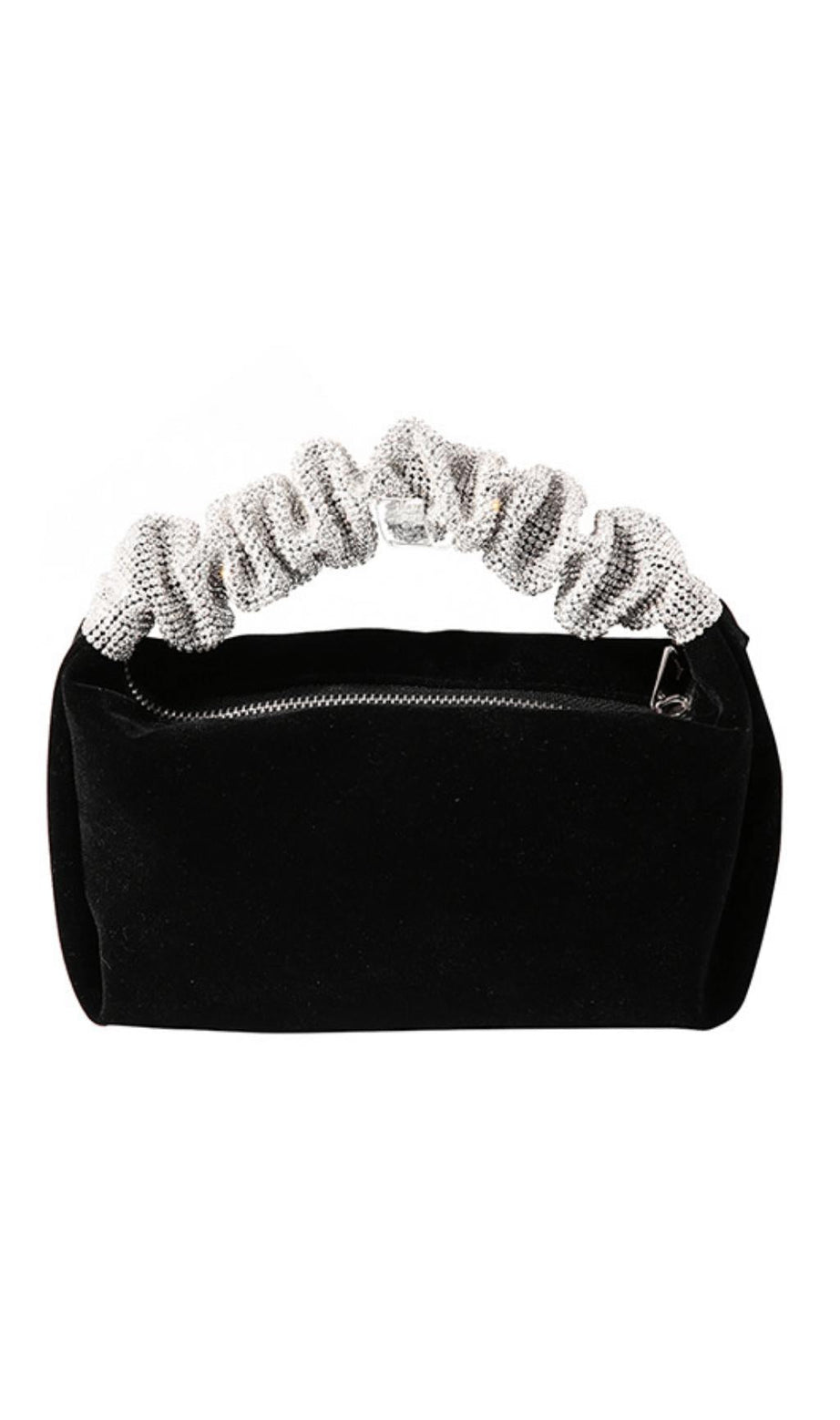 SCHWARZE SAMTHANDTASCHE AUS KRISTALL