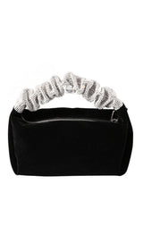 BLACK VELVET CRYSTAL HANDBAG