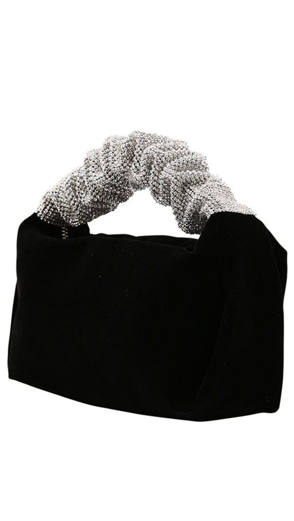 AIIZIE BLACK VELVET CRYSTAL HANDBAG - product image