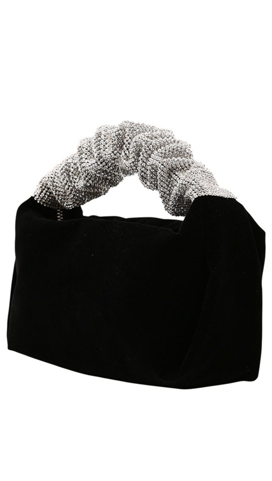 BORSA A MANO IN VELLUTO NERO CON CRISTALLI