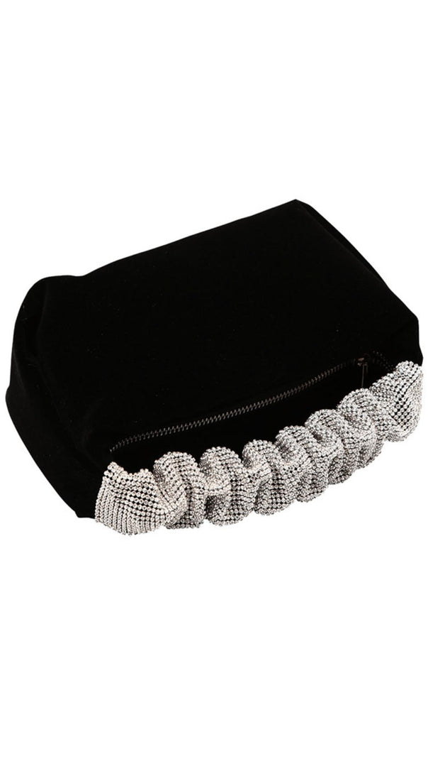 AIIZIE BLACK VELVET CRYSTAL HANDBAG - product image