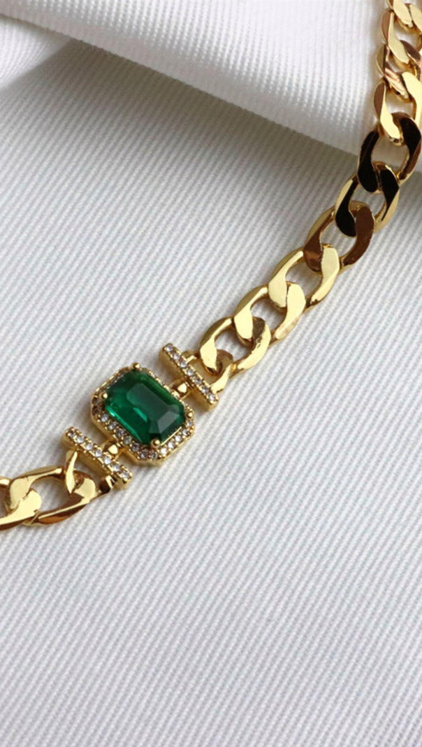 AIIZIE 18K GOLD EMERALD CRYSTAL CHAIN NECKLACE - product image