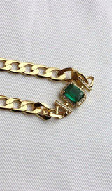 18K GOLD EMERALD CRYSTAL CHAIN NECKLACE