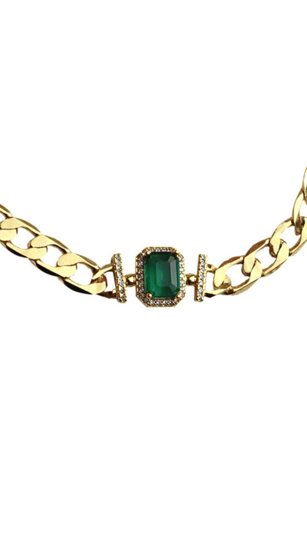 AIIZIE 18K GOLD EMERALD CRYSTAL CHAIN NECKLACE - product image