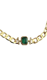 18K GOLD EMERALD CRYSTAL CHAIN NECKLACE