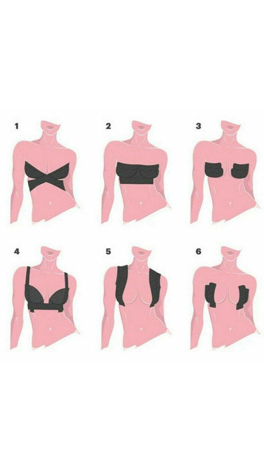 Schwarzes, 5 m unsichtbares BH-Brustband