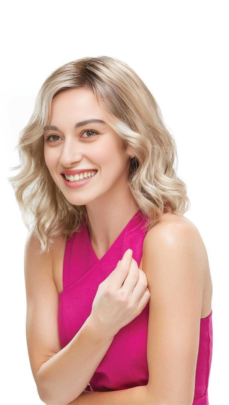 Goldene braune synthetische Perücke mit offener Kappe und Spitzenfront