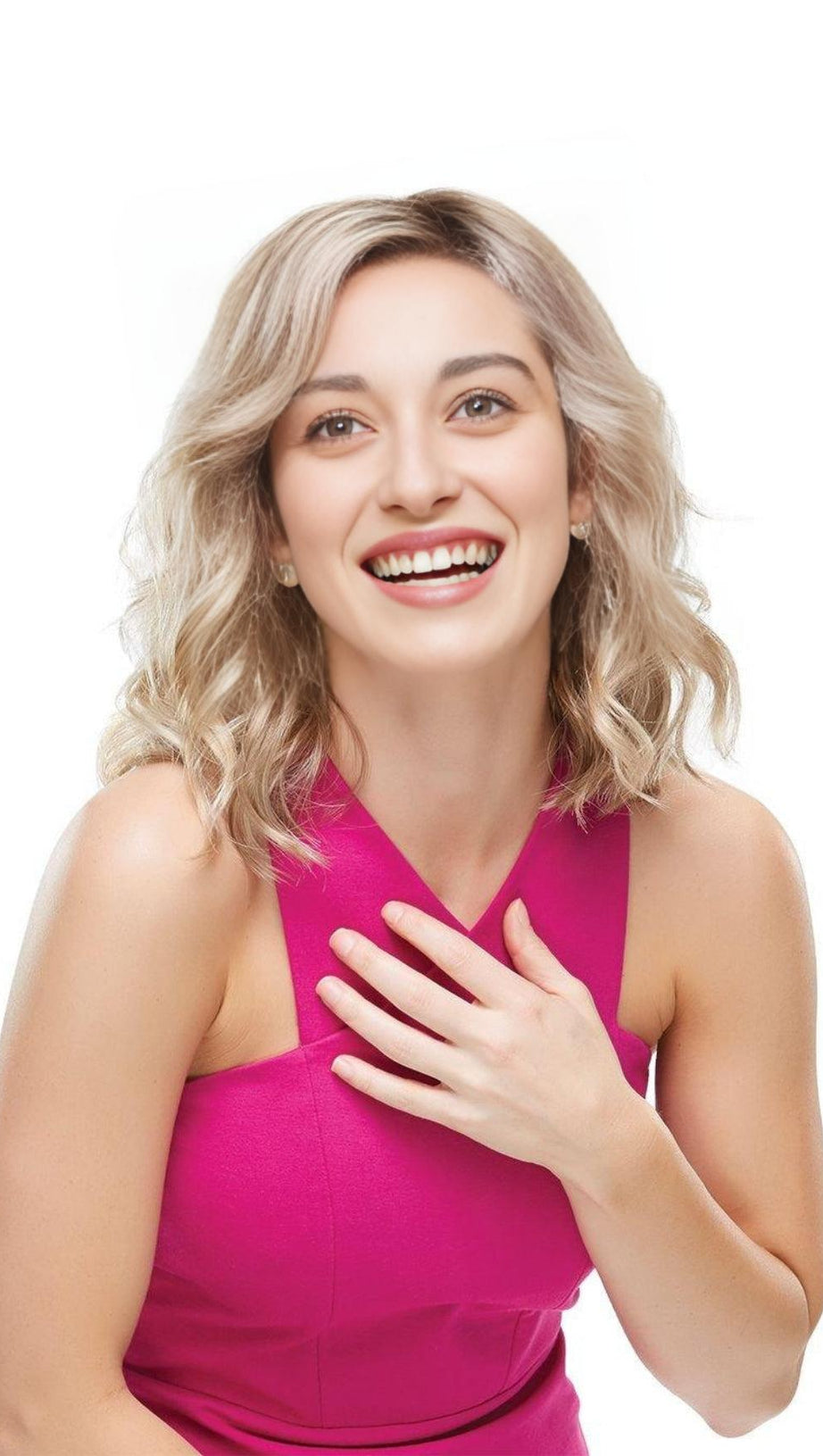 Goldene braune synthetische Perücke mit offener Kappe und Spitzenfront