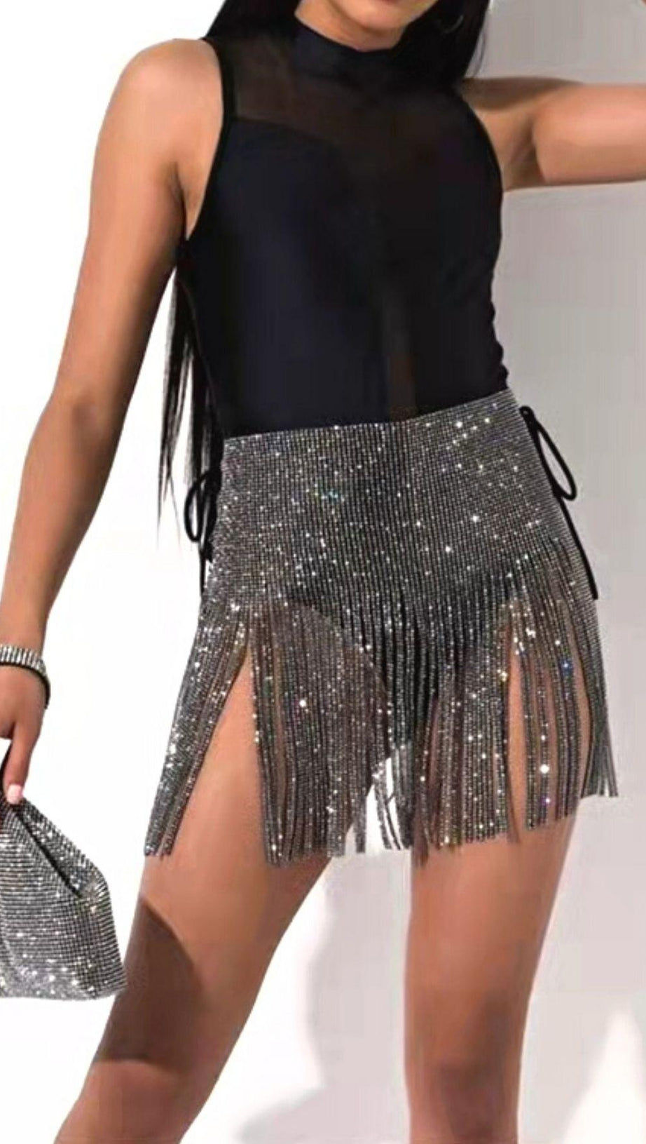 SEQUIN CRYSTAL MINI SKIRT