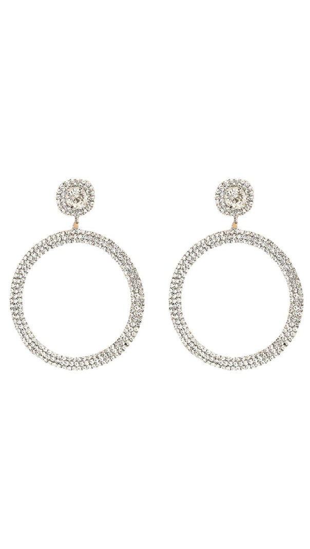AIIZIE SILVER DIAMANTE HOOP DROP EARRINGS - product image
