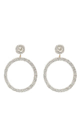 SILVER DIAMANTE HOOP DROP EARRINGS