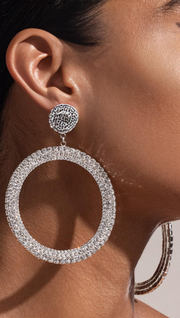 AIIZIE SILVER DIAMANTE HOOP DROP EARRINGS - product image