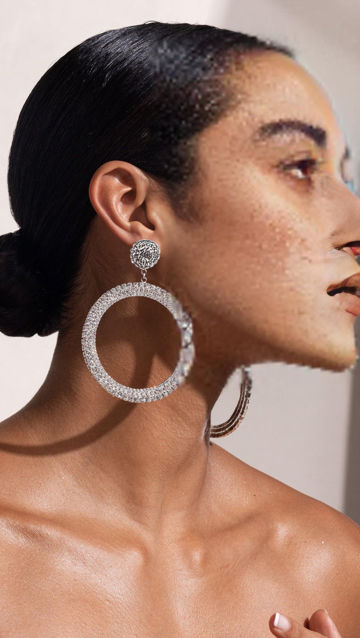 AIIZIE SILVER DIAMANTE HOOP DROP EARRINGS - product image
