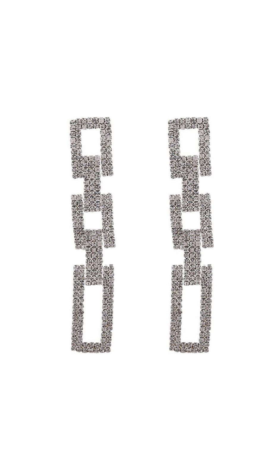 SILVER DIAMANTE CHAIN DROP EARRINGS