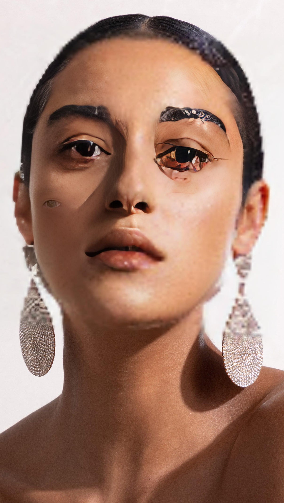 AIIZIE GOLD DIAMANTE STATEMENT TEARDROP EARRINGS - product image