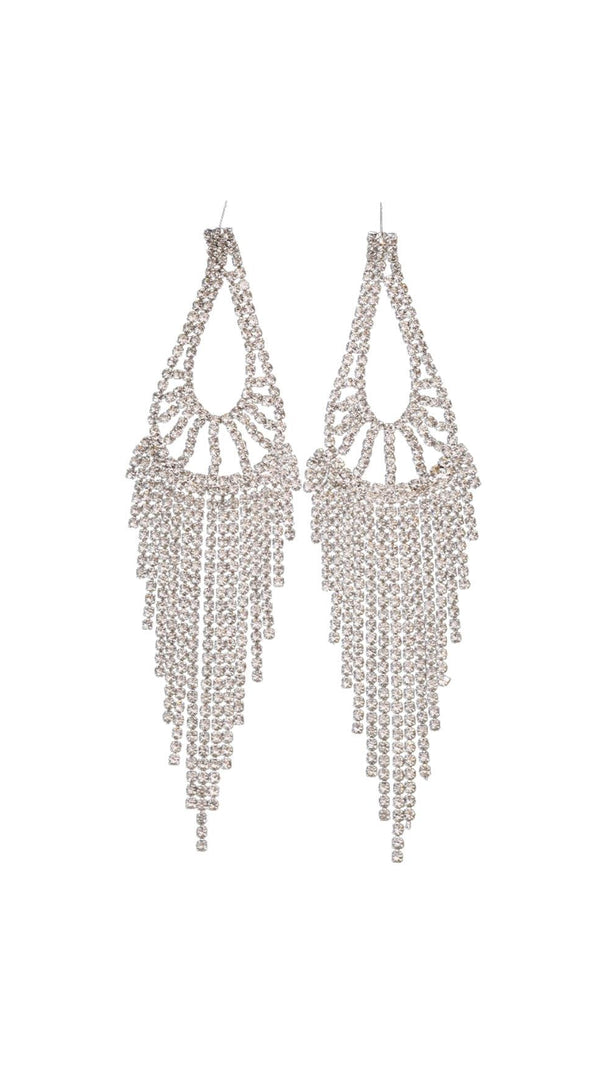 AIIZIE GOLD DIAMANTE TEARDROP TASSEL EARRINGS - product image