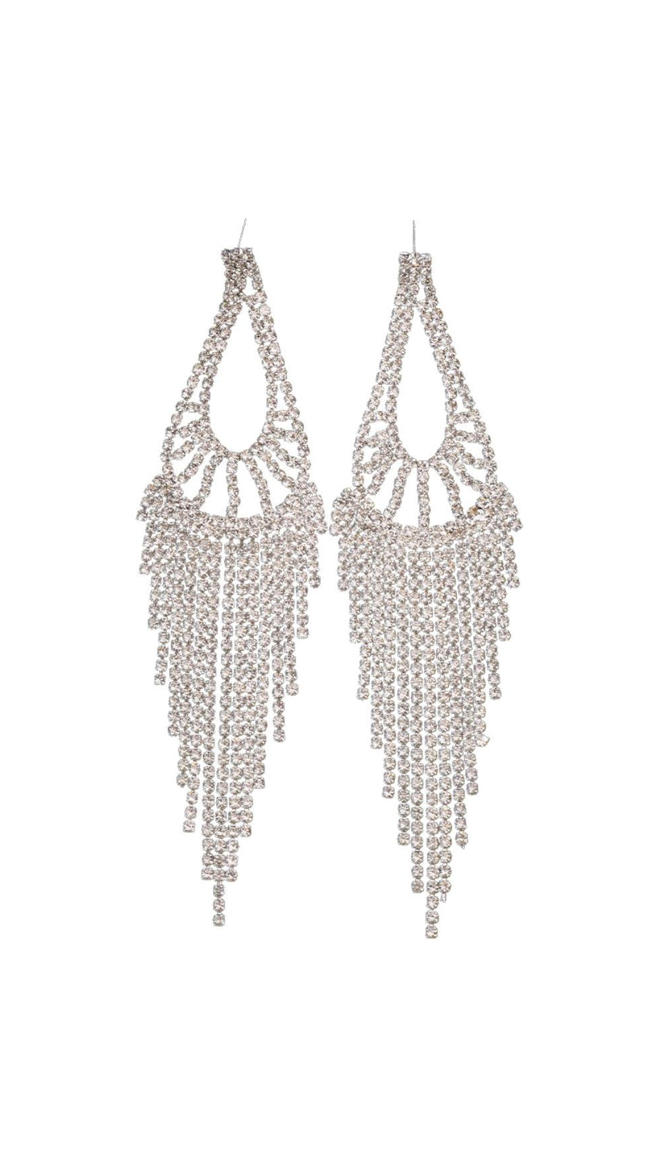 GOLD DIAMANTE TEARDROP TASSEL EARRINGS