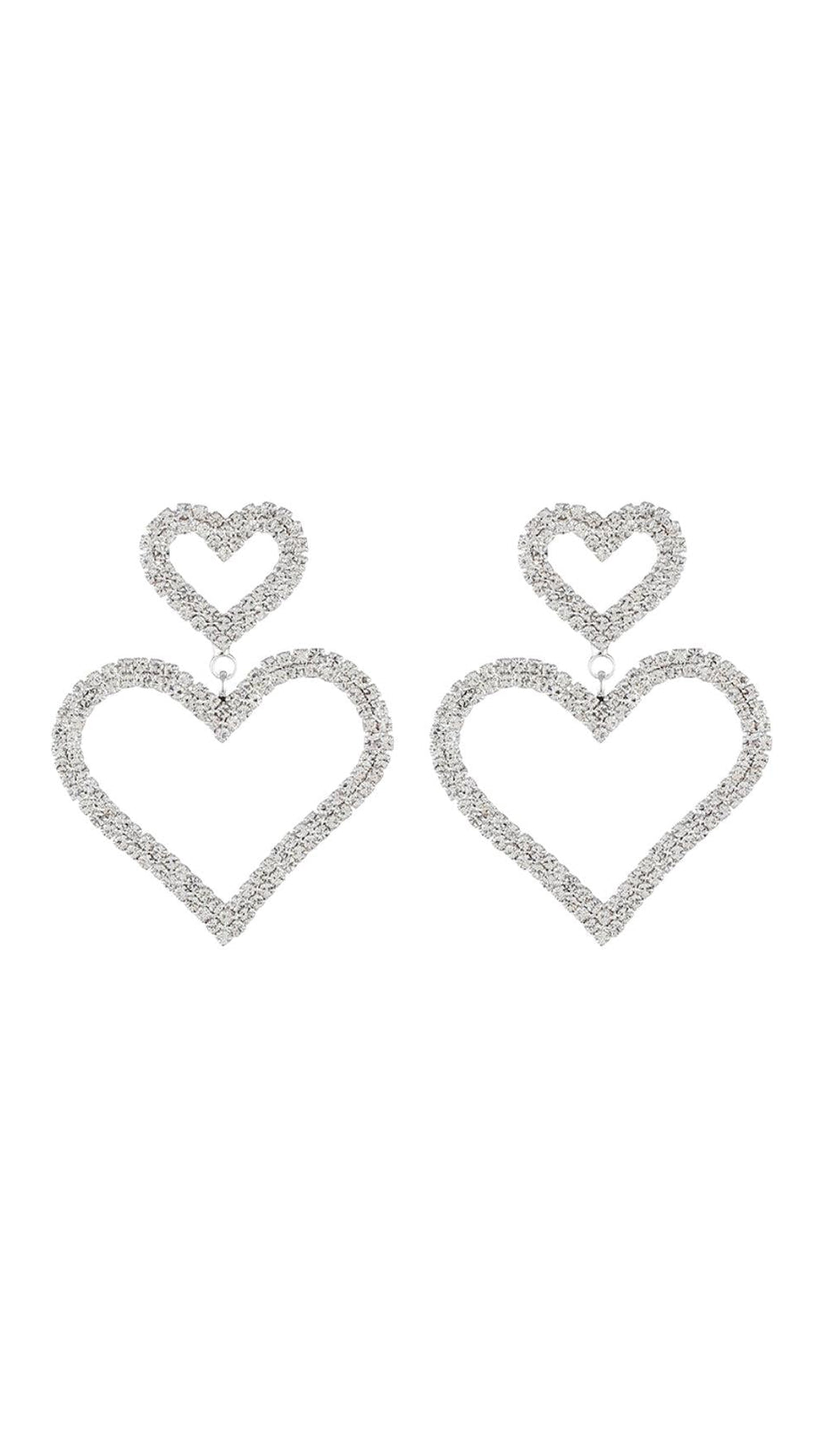GOLD DIAMANTE HEART SHAPE DROP EARRINGS