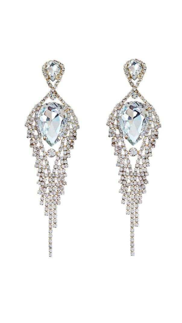 AIIZIE SILVER DIAMANTE TASSEL TEARDROP DROP EARRINGS - product image
