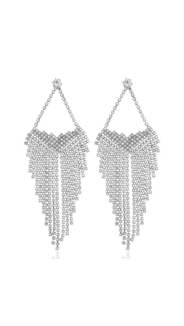 AIIZIE SILVER STATEMENT TEARDROP TASSEL EARRINGS - product image