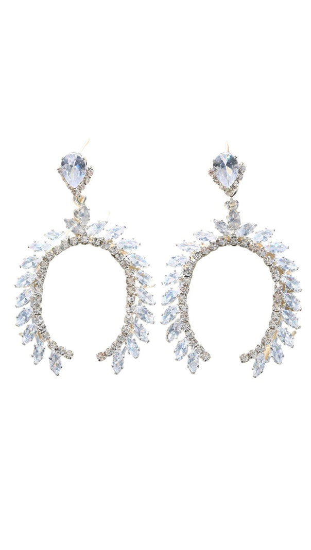 AIIZIE SILVER CRYSTAL ARCHED SHAPE DROP EARRINGS - product image