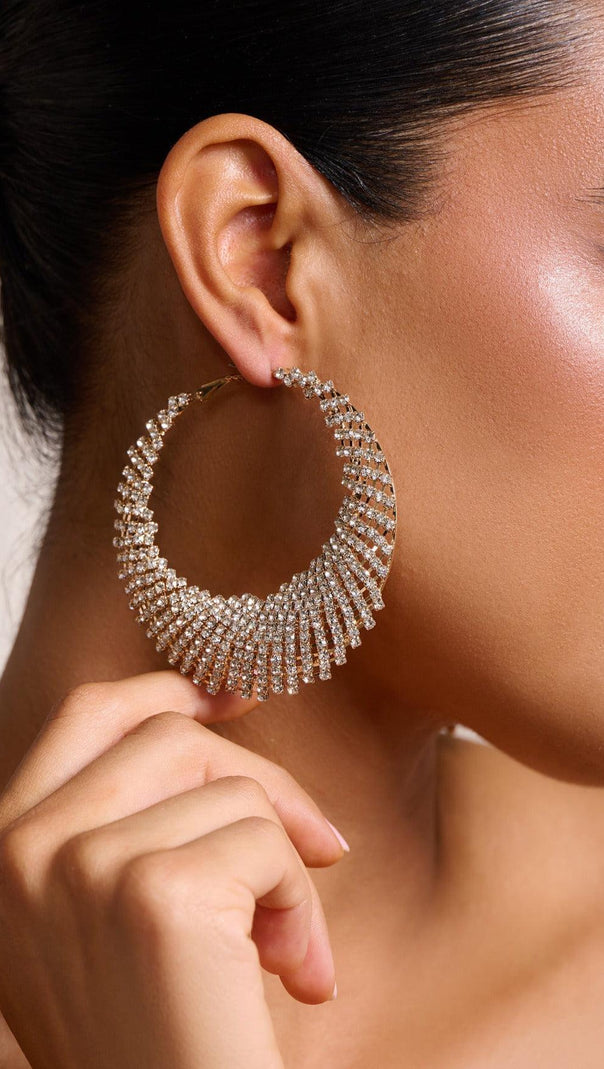 AIIZIE GOLD DIAMANTE HOOP EARRINGS - product image