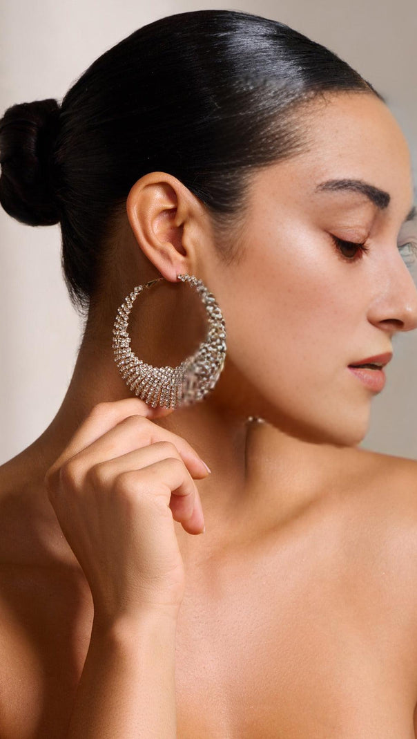 AIIZIE GOLD DIAMANTE HOOP EARRINGS - product image