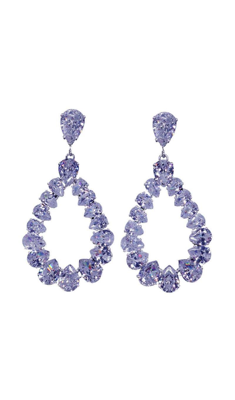 SILVER DIAMANTE TEARDROP EARRINGS