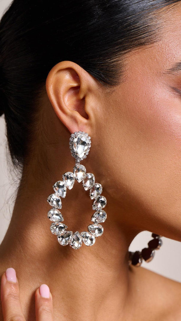 AIIZIE SILVER DIAMANTE TEARDROP EARRINGS - product image