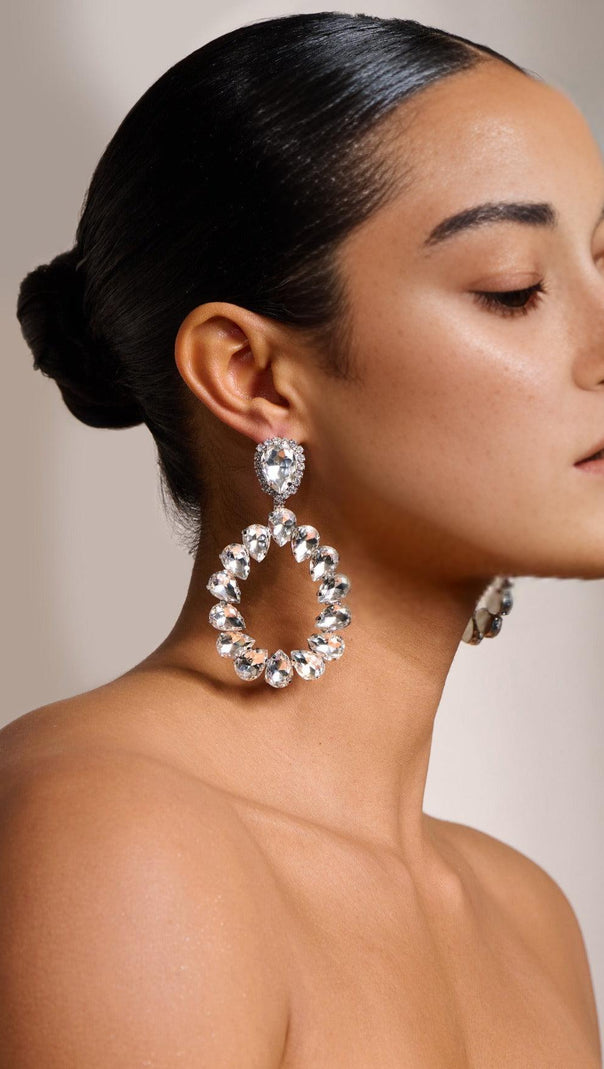 AIIZIE SILVER DIAMANTE TEARDROP EARRINGS - product image