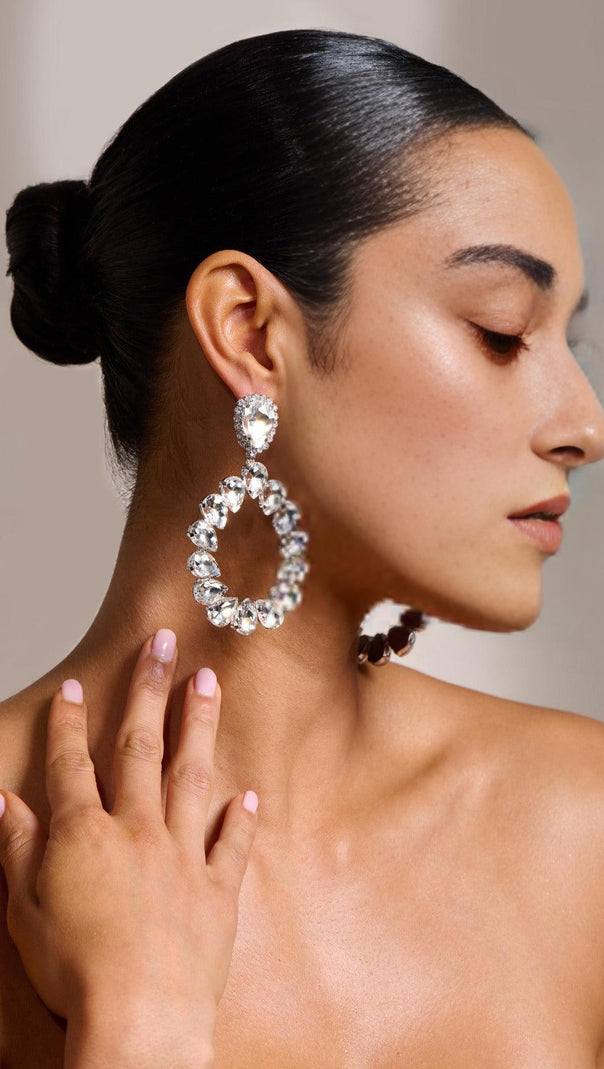AIIZIE SILVER DIAMANTE TEARDROP EARRINGS - product image
