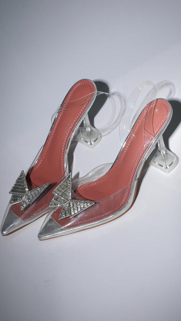 AIIZIE BUTTERFLY CRYSTAL HEELS IN SILVER - product image