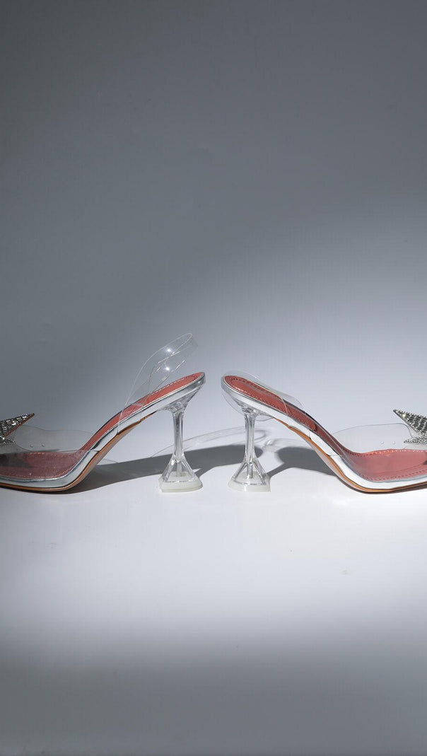 AIIZIE BUTTERFLY CRYSTAL HEELS IN SILVER - product image