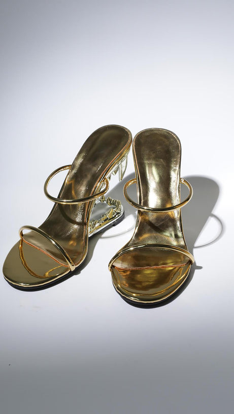 TIGERZAHN-AUSSCHNITT-HEELS IN GOLD