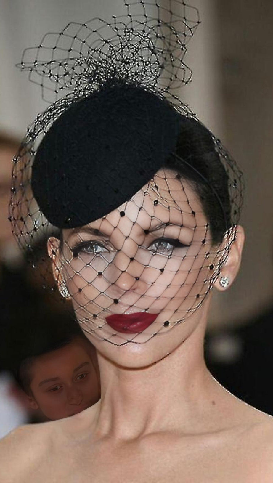 TOPPER MESH NET VEIL FELT HAT