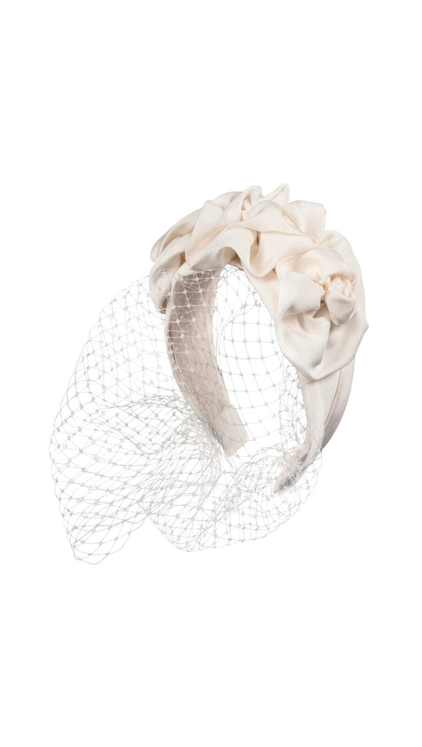 AIIZIE TRIPLE ROSETTE WITH VEIL IN CREAM - product image