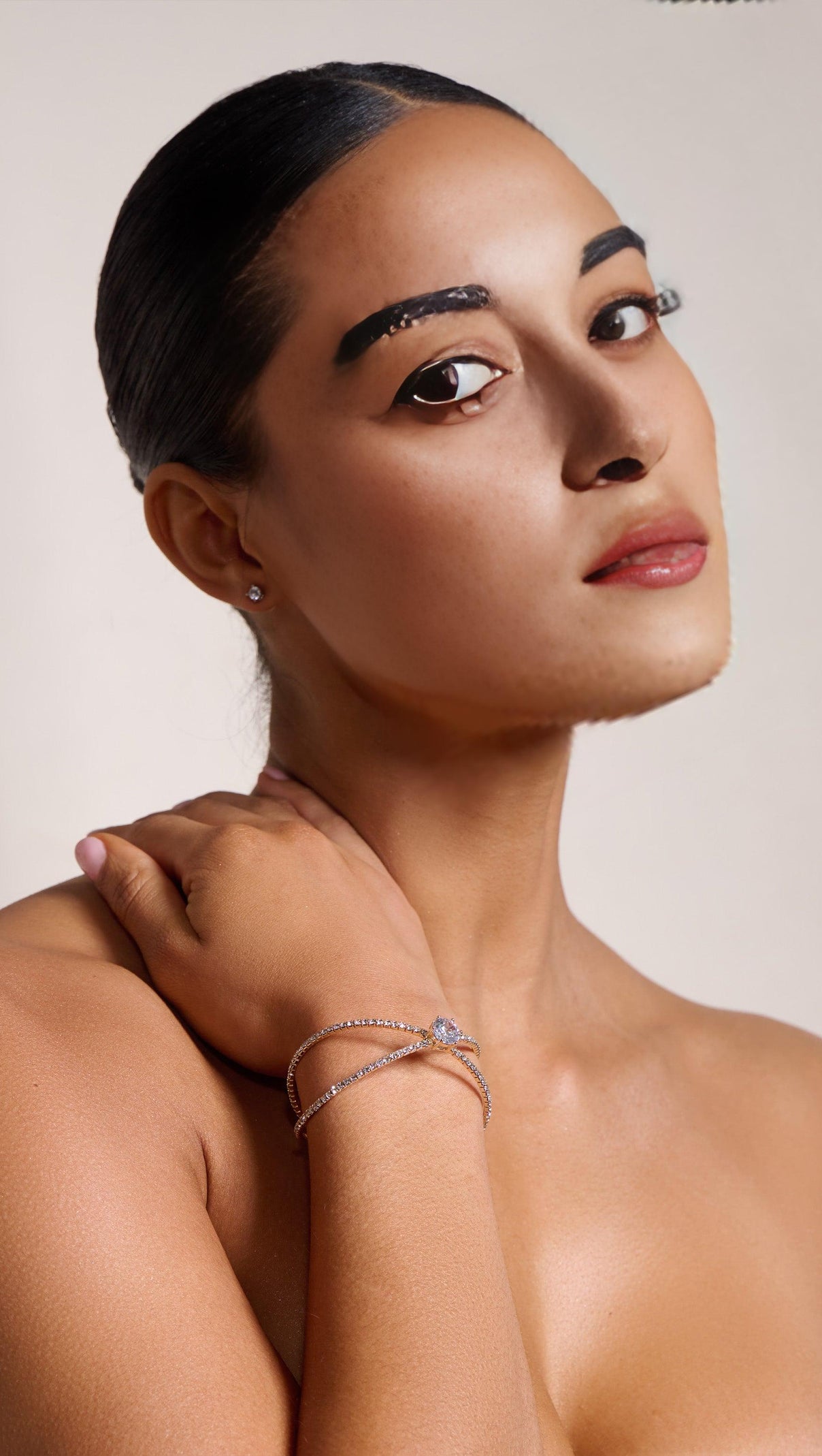 AIIZIE GOLD DIAMANTE PENDANT CUFF BRACELET - product image