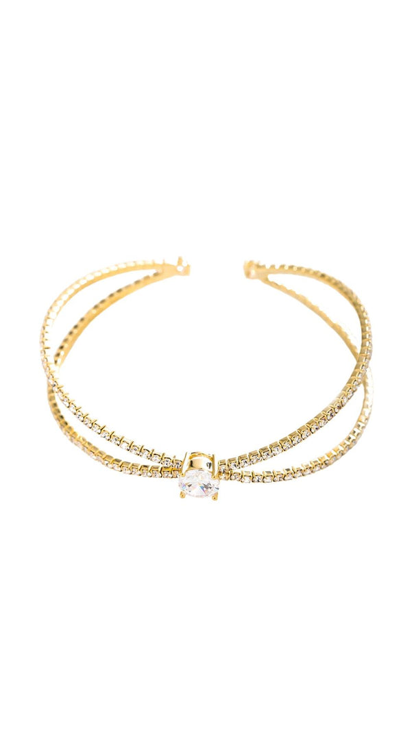 AIIZIE GOLD DIAMANTE PENDANT CUFF BRACELET - product image