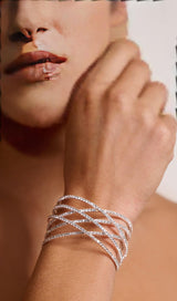 SILVER DIAMANTE LAYERED CUFF BRACELET