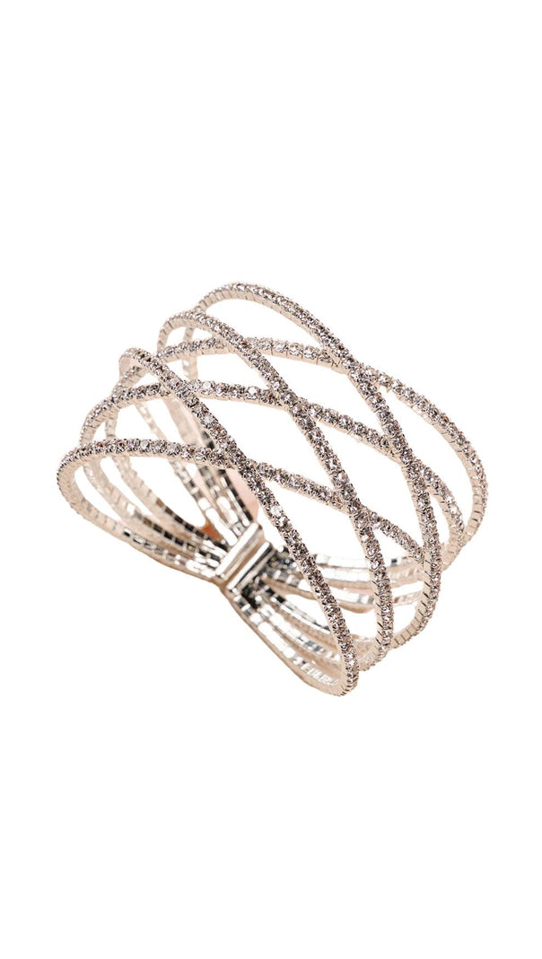 AIIZIE SILVER DIAMANTE LAYERED CUFF BRACELET - product image