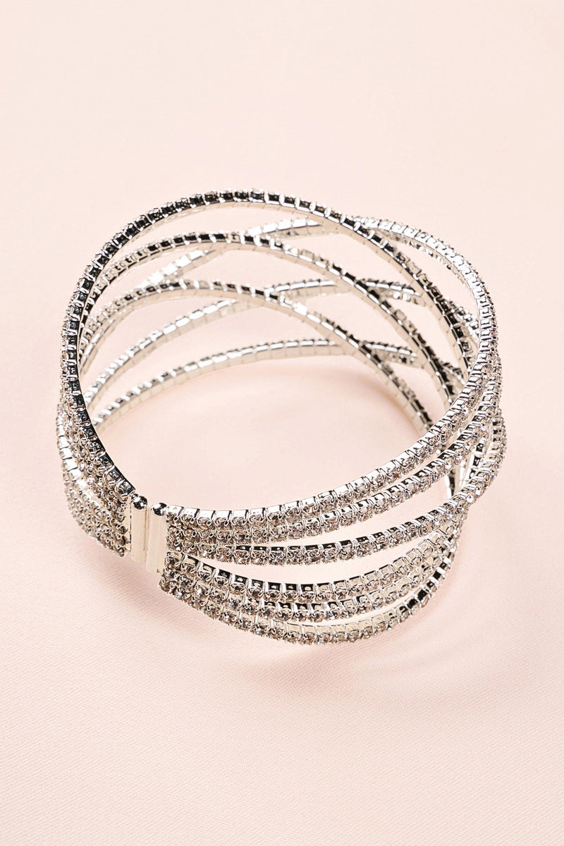 SILVER DIAMANTE LAYERED CUFF BRACELET