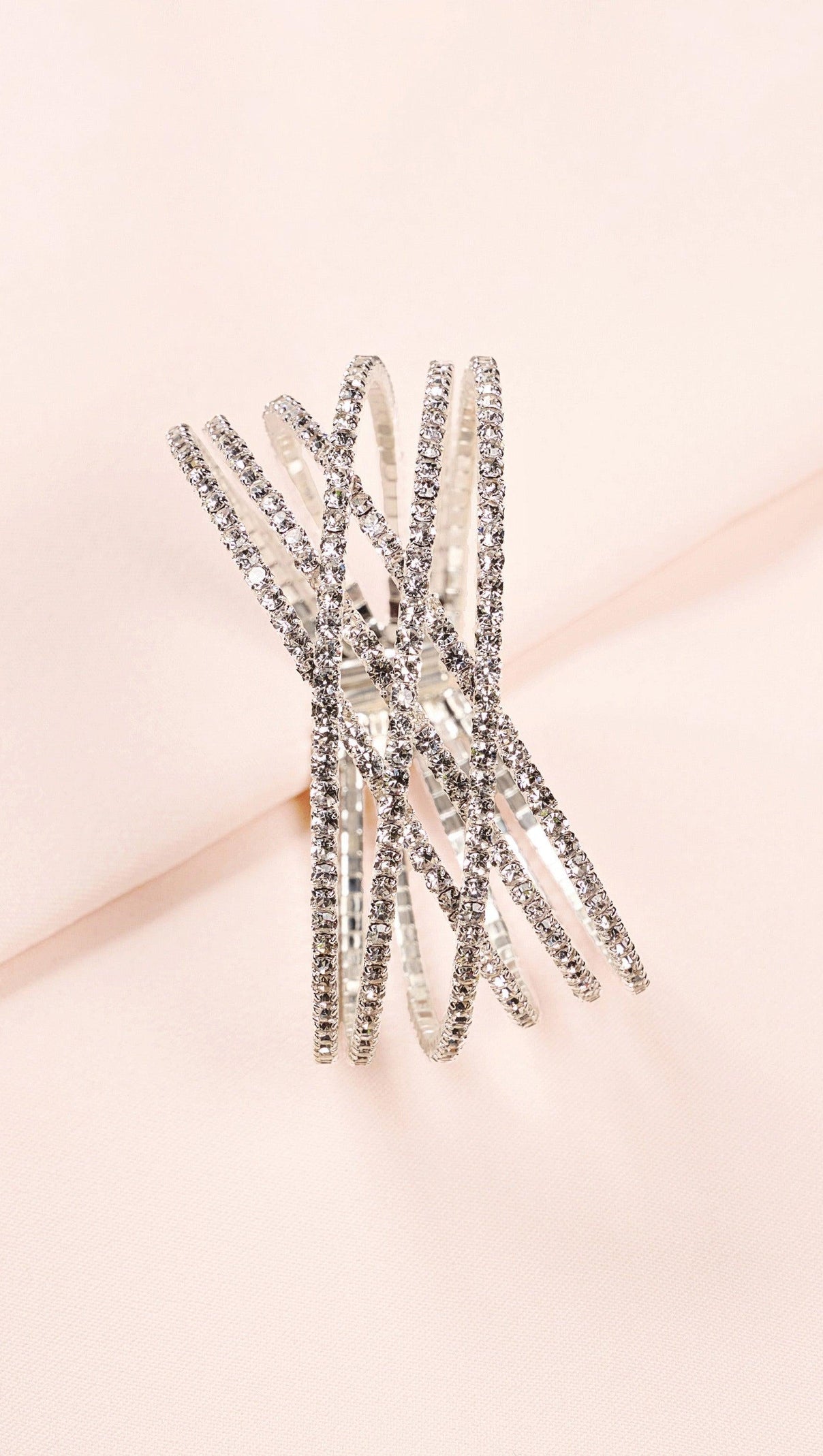 AIIZIE SILVER DIAMANTE LAYERED CUFF BRACELET - product image