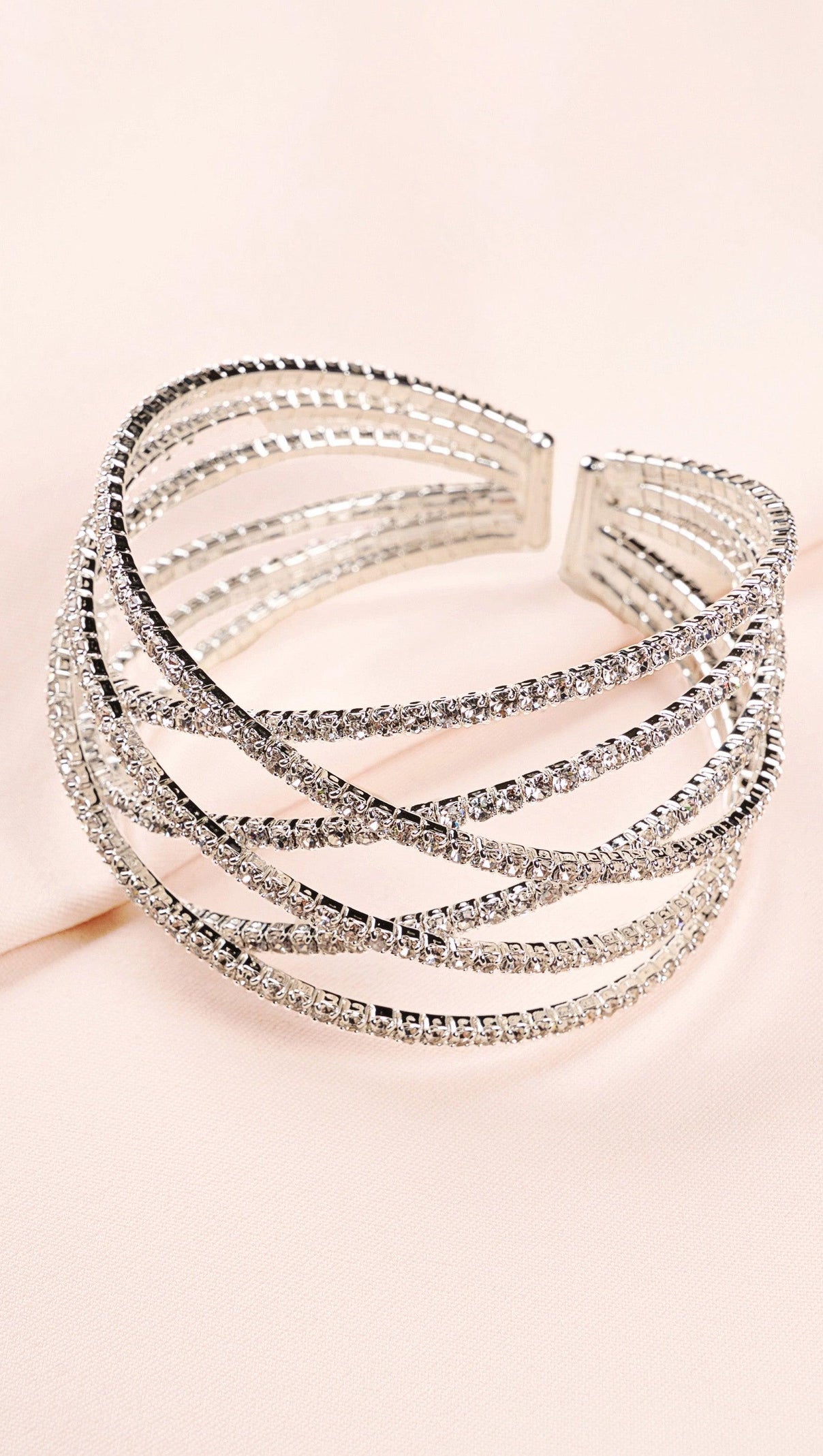 AIIZIE SILVER DIAMANTE LAYERED CUFF BRACELET - product image
