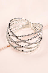 SILVER DIAMANTE LAYERED CUFF BRACELET