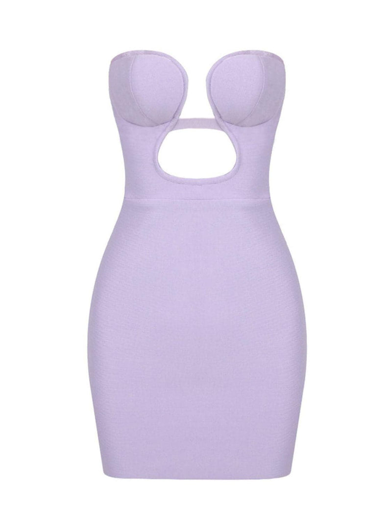 Zander Strapless Cutout Bandage Dress In Lilac