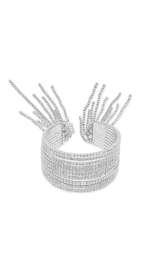 AIIZIE SILVER DIAMANTE TASSEL CUFF BRACELET - product image