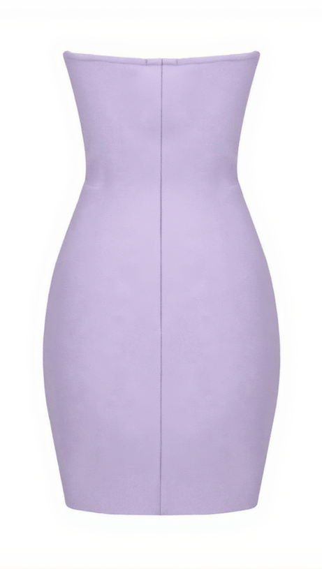 ZANDER STRAPLESS CUTOUT BANDAGE DRESS IN LILAC