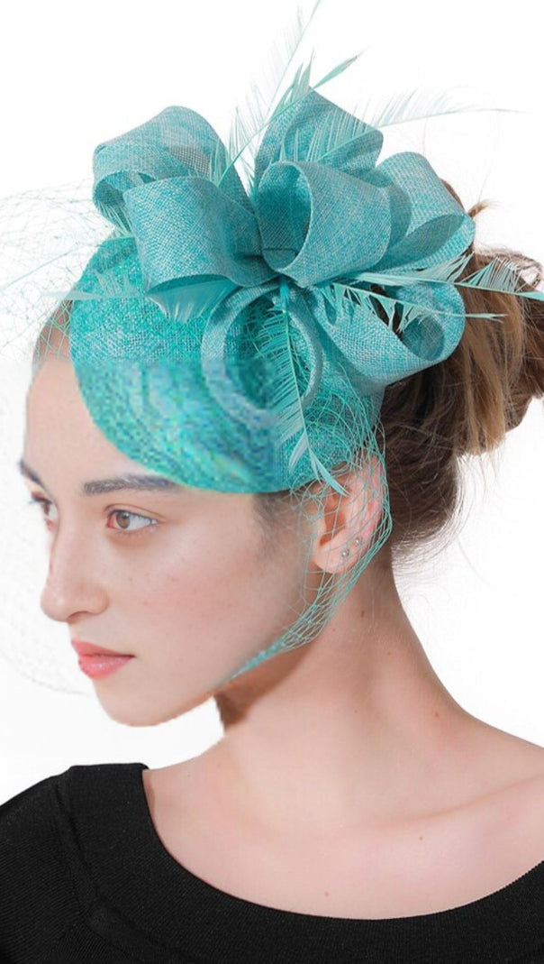 AIIZIE TURQUOISE VEIL FASCINATORS - product image